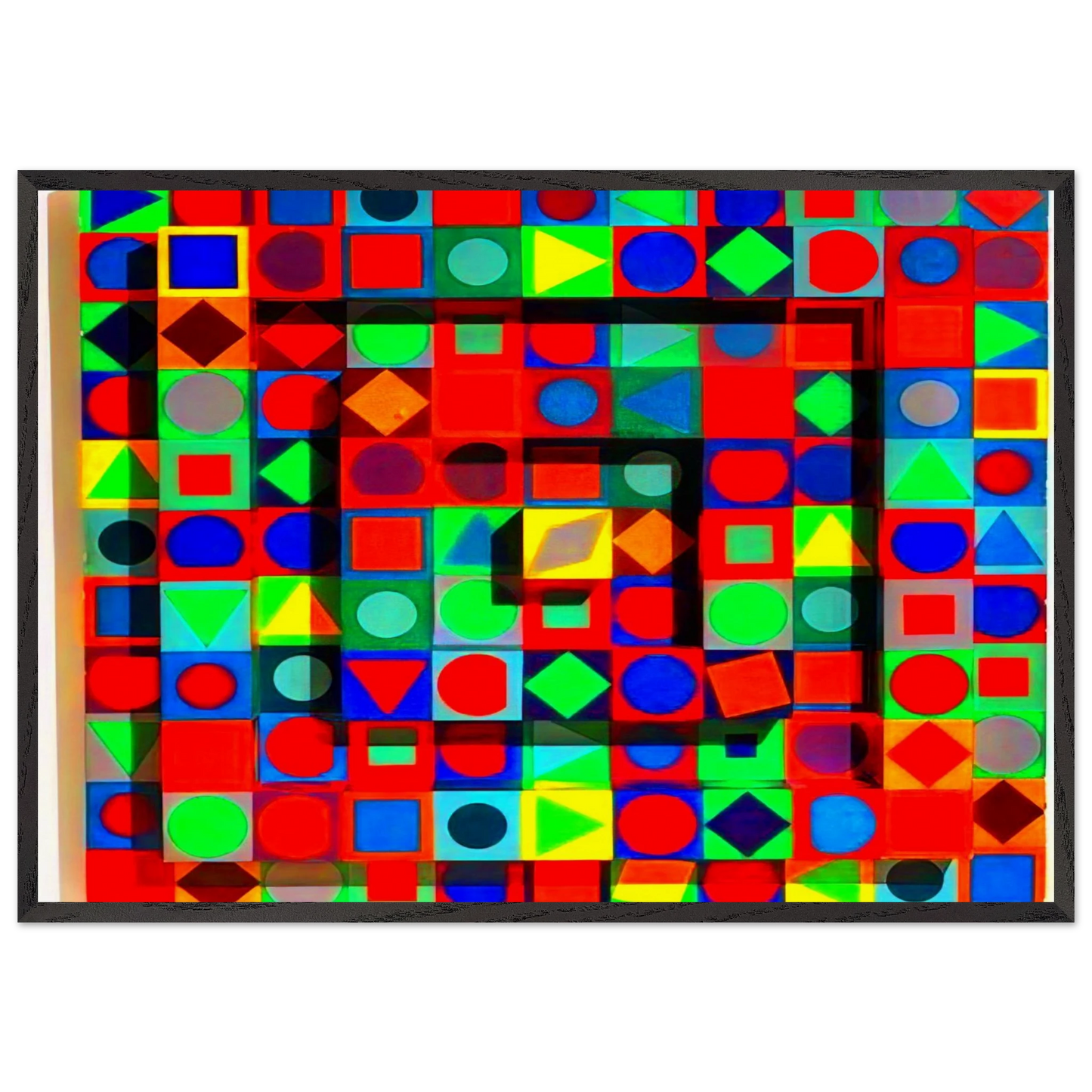 Folklore - 1963 - Victor Vasarely 70x100 cm / 28x40 inches Framed Art Print – Black Wooden Frame