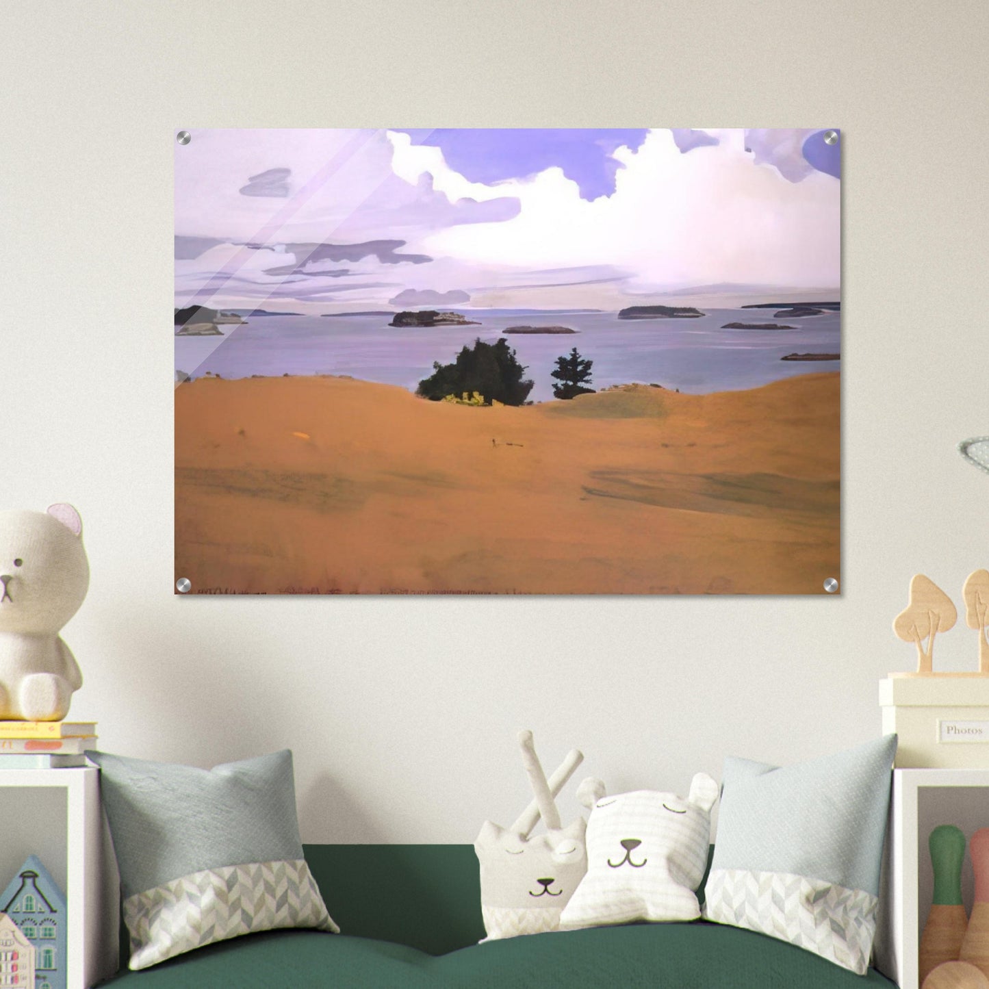 PENOBSCOT BAY WITH YELLOW FIELD 1968 - Fairfield Porter Acrylic Print - 70x100 cm / 28x40″ inches