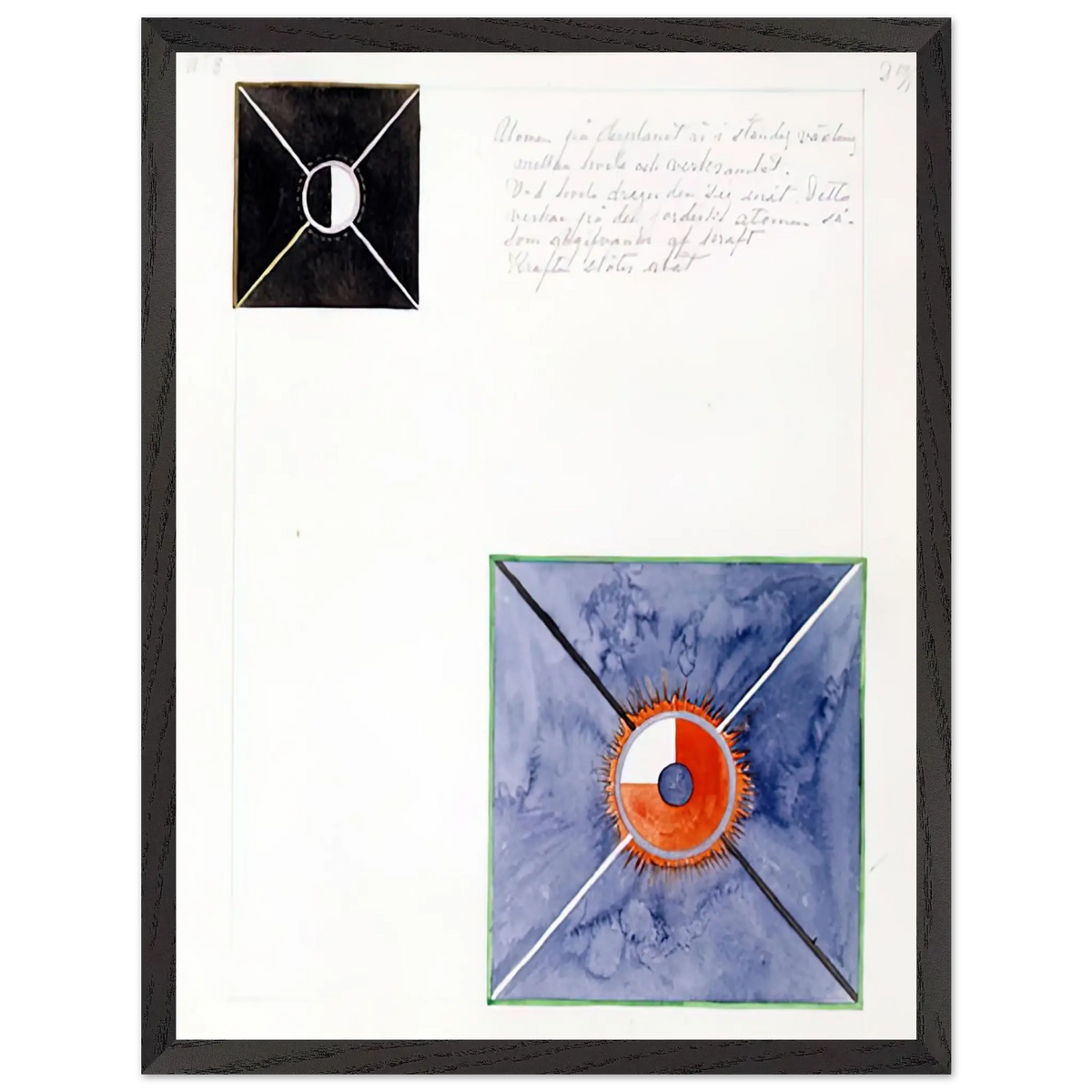 Hilma af Klint - ATOM SERIES NO 8 ATOM ON THE ETHER PLANE IS IN CONSTANT CHANGE BETWEEN REST AND ACTIVITY AT THE 1917 Wall art - 30x45 cm / 12x18 Inches - Premium Wooden Framed Poster With Fine Art Paper - Black frame