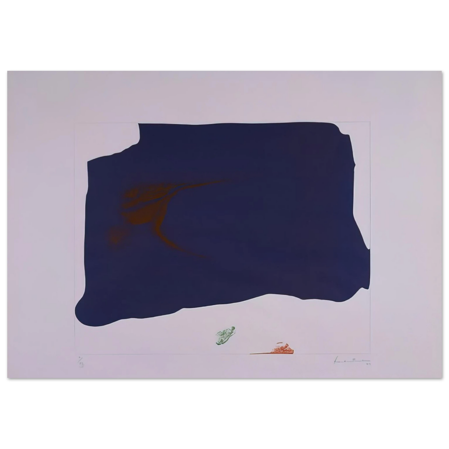 Helen Frankenthaler - Variation II on Mauve Corner - 1969 Wall art - 15x20 cm / 6x8 inches - Premium Wooden Framed Poster With Fine Art Paper-canvas - White frame