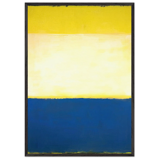 No 6 Yellow White Blue Over Yellow on Gray - 1954 - Mark Rothko 70x100 cm / 28x40 inches Framed Art Print – Black Wooden Frame