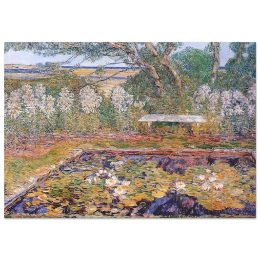 A long island garden - Childe Hassam Brushed Aluminum Print - 70x100 cm / 28x40 inches | Childe Hassam Aluminum Print | Childe Hassam Prints