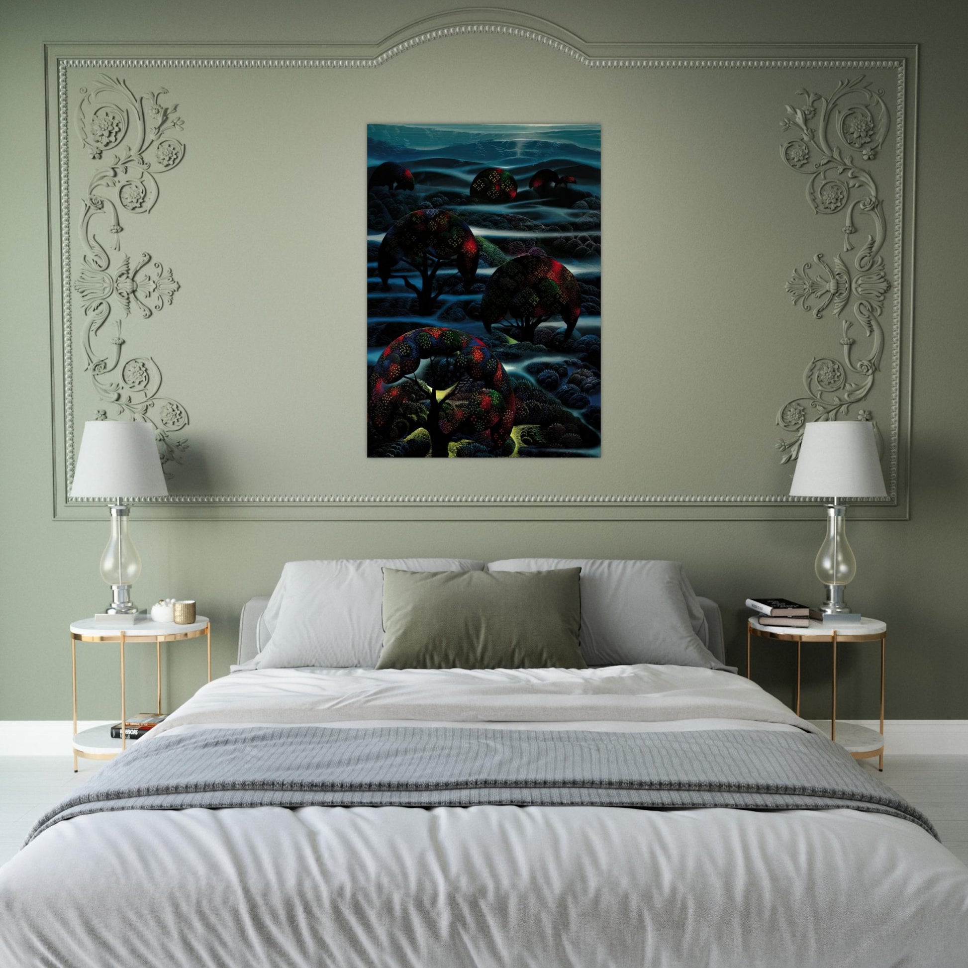 Garden of Dreams - Eyvind Earle Brushed Aluminum Print - 70x100 cm / 28x40 inches | Eyvind Earle Aluminum Print | Eyvind Earle Prints