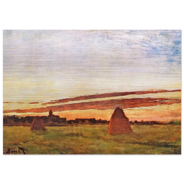 Haystacks at Chailly - claude monet Brushed Aluminum Print - 70x100 cm / 28x40 inches | claude monet Aluminum Print | claude monet Prints
