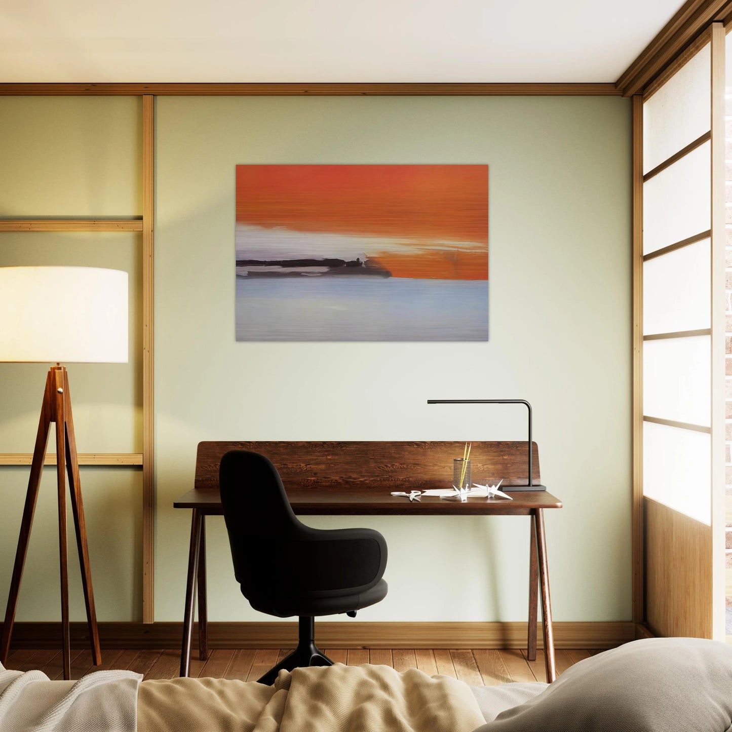 Chemin de fer au bord de la mer, soleil couchant - 1955 - Nicolas de Stael Brushed Aluminum Print - 70x100 cm / 28x40 inches | Nicolas de Stael Aluminum Print | Nicolas de Stael Prints