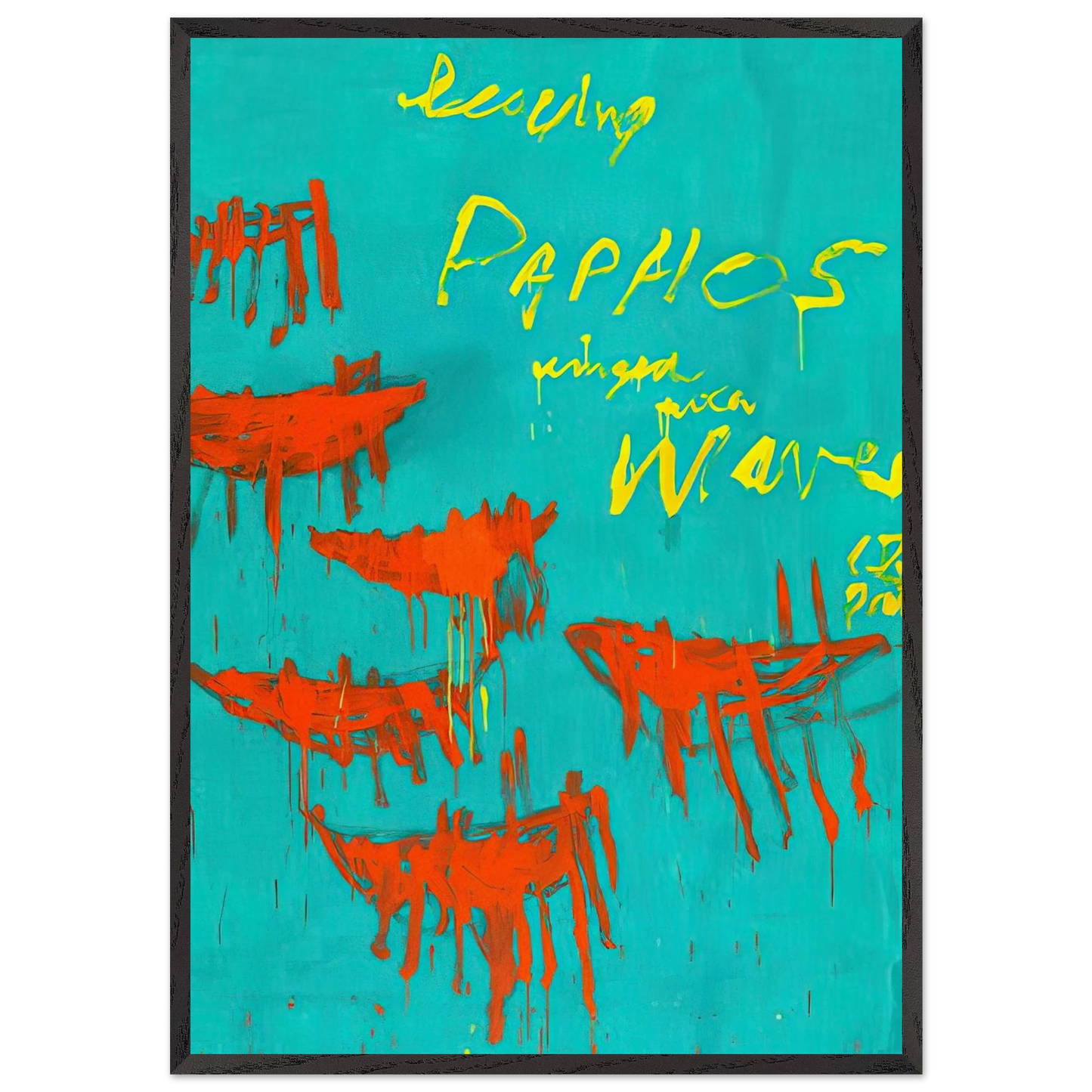 Leaving Paphos Ringed With Waves V - Cy Twombly 70x100 cm / 28x40 inches Framed Art Print – Black Wooden Frame