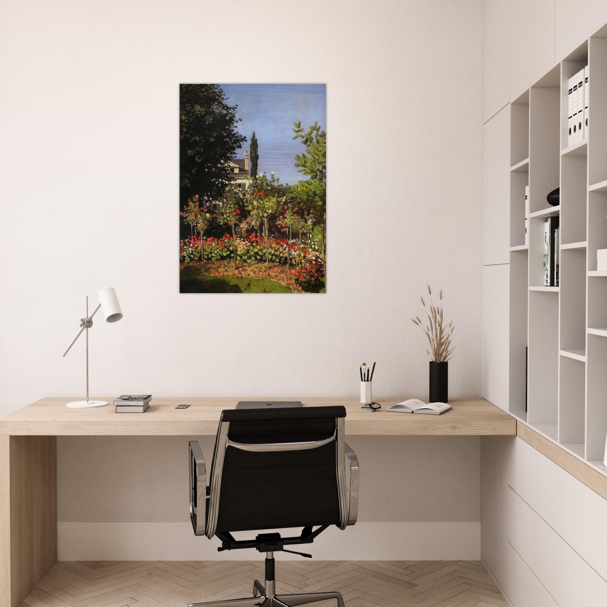 Garden in Bloom at Sainte-Addresse - claude monet Brushed Aluminum Print - 70x100 cm / 28x40 inches | claude monet Aluminum Print | claude monet Prints