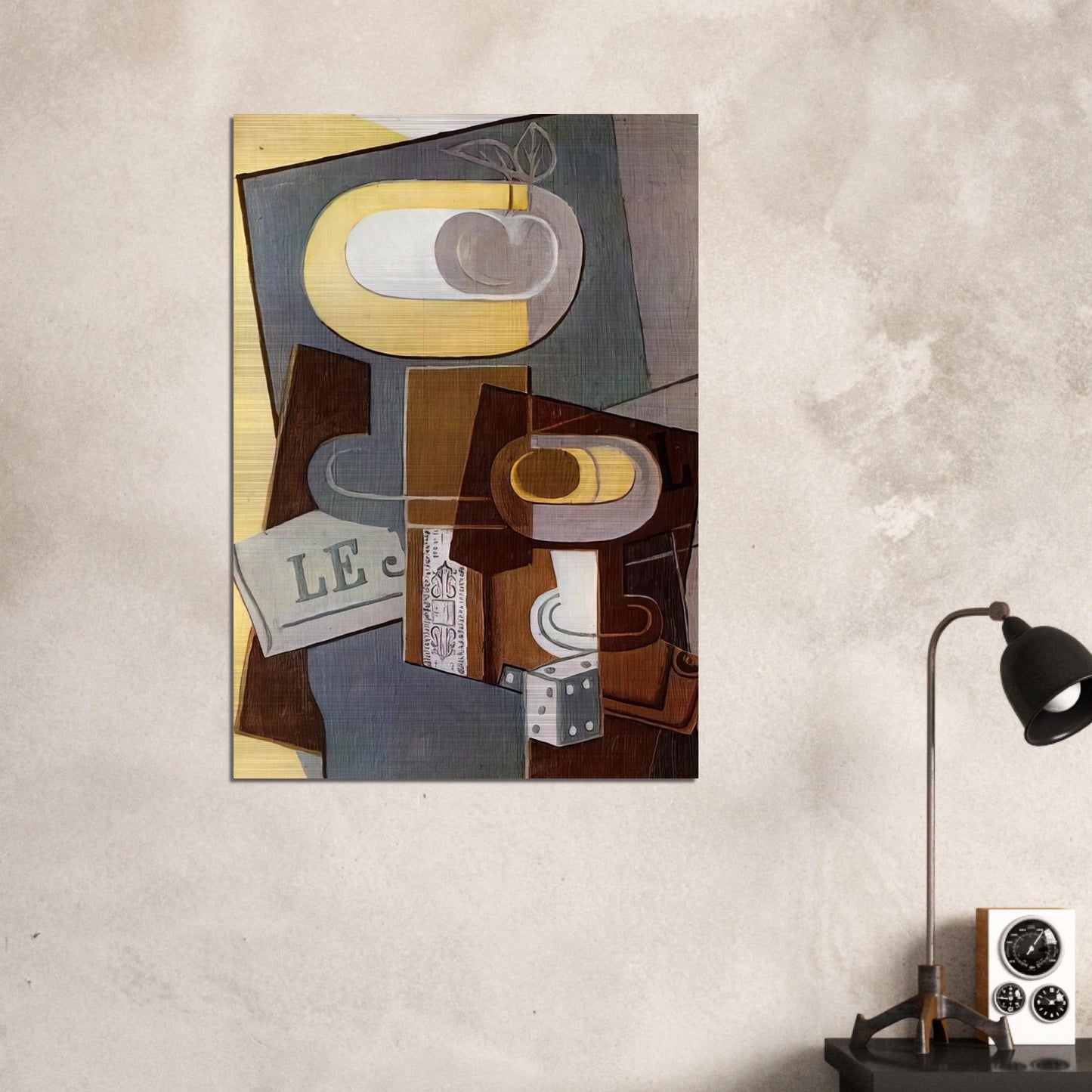 THE DICE 1922 - Juan Gris Brushed Aluminum Print - 70x100 cm / 28x40 inches | Juan Gris Aluminum Print | Juan Gris Prints