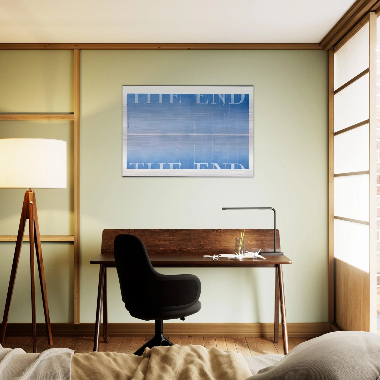 THE END 40 2003 - Edward Ruscha Brushed Aluminum Print - 70x100 cm / 28x40 inches | Edward Ruscha Aluminum Print | Edward Ruscha Prints