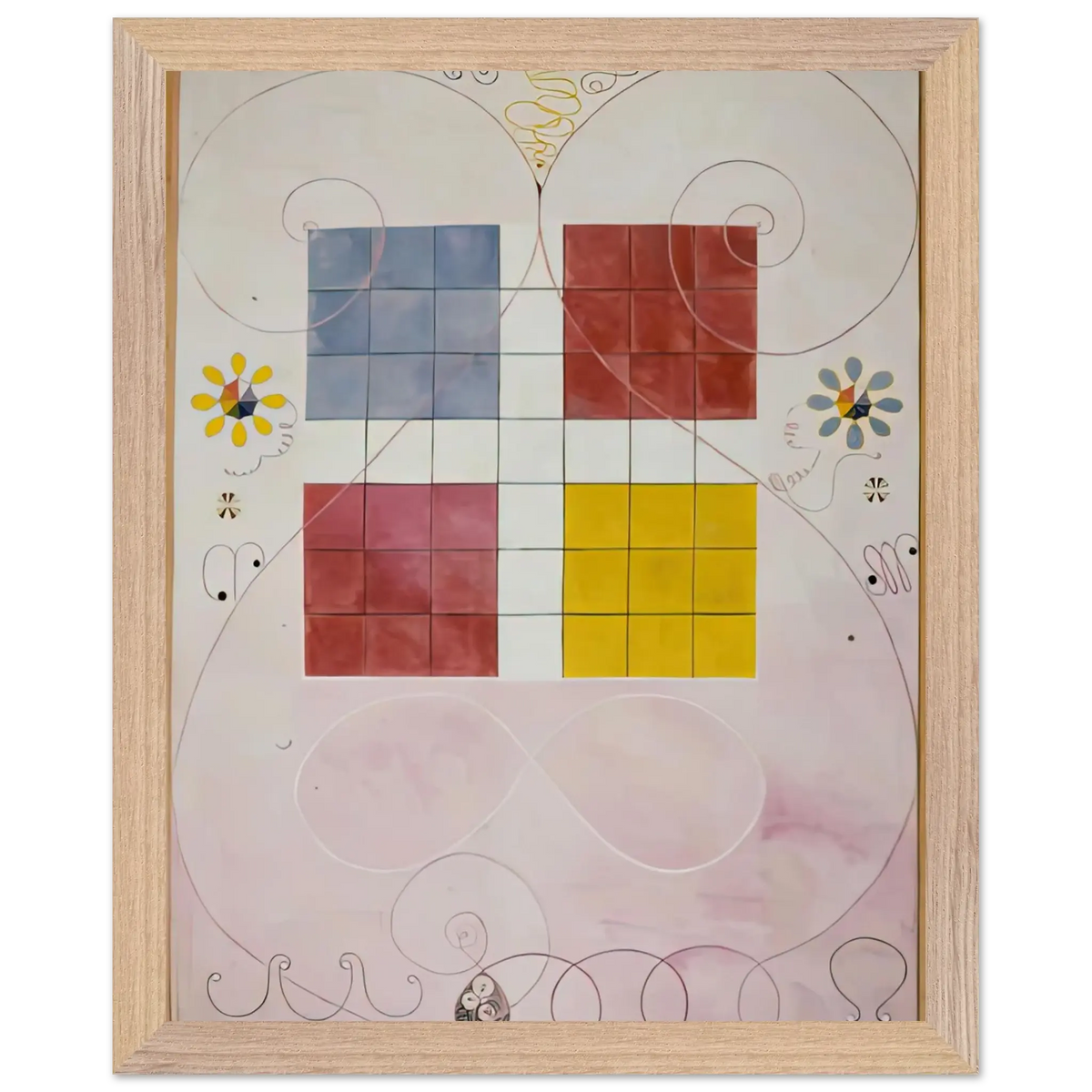 Hilma af Klint - DE TIO ST RSTA N 10 ALDERDOMEN 1907 Wall art - 21x29.7 cm / 8x12" - Premium Wooden Framed Poster With Fine Art Paper - Black frame