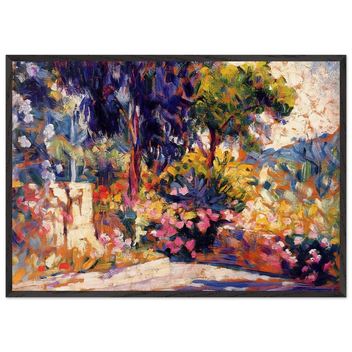 The Flowered Terrace - Henri-Edmond Cross 70x100 cm / 28x40 inches Framed Art Print – Black Wooden Frame