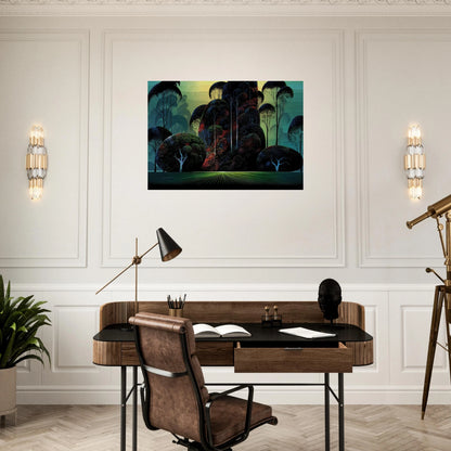 Mendacino - Eyvind Earle Brushed Aluminum Print - 70x100 cm / 28x40 inches | Eyvind Earle Aluminum Print | Eyvind Earle Prints