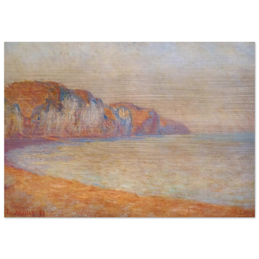 Cliff at Pourville in the Morning - claude monet Brushed Aluminum Print - 70x100 cm / 28x40 inches | claude monet Aluminum Print | claude monet Prints