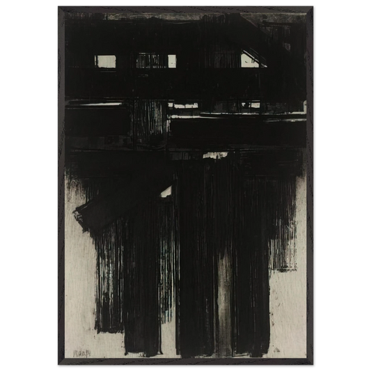 Untitled Intaglio - 1956 - Pierre Soulages 70x100 cm / 28x40 inches Framed Art Print – Black Wooden Frame