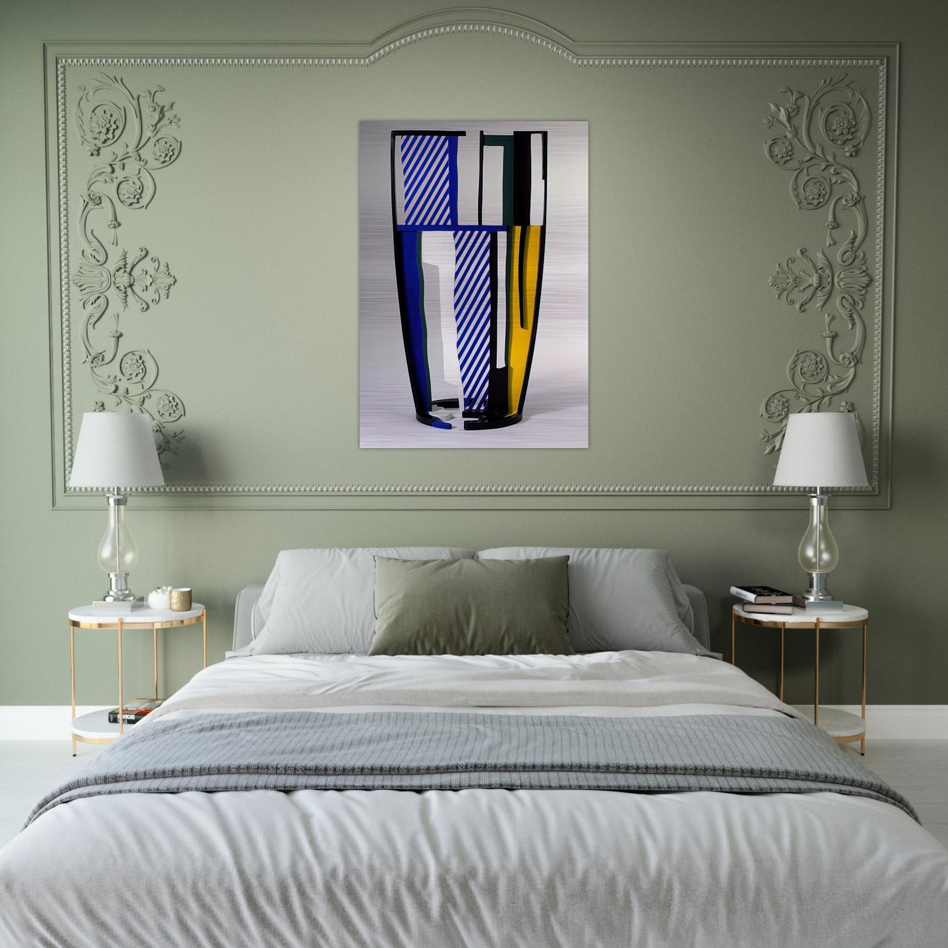 GLASS IV 1977 - Roy Lichtenstein Brushed Aluminum Print - 70x100 cm / 28x40 inches | Roy Lichtenstein Aluminum Print | Roy Lichtenstein Prints