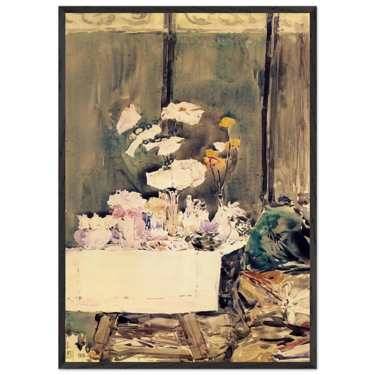 A Favorite Corner - Childe Hassam 70x100 cm / 28x40 inches Framed Art Print – Black Wooden Frame