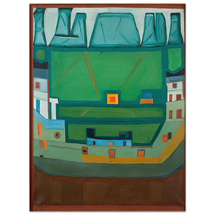 Jerzy Nowosielski - CITY AT THE FOOT OF THE MOUNTAINS LANDSCAPE  75x100 cm / 30x40inches Fine Art Poster