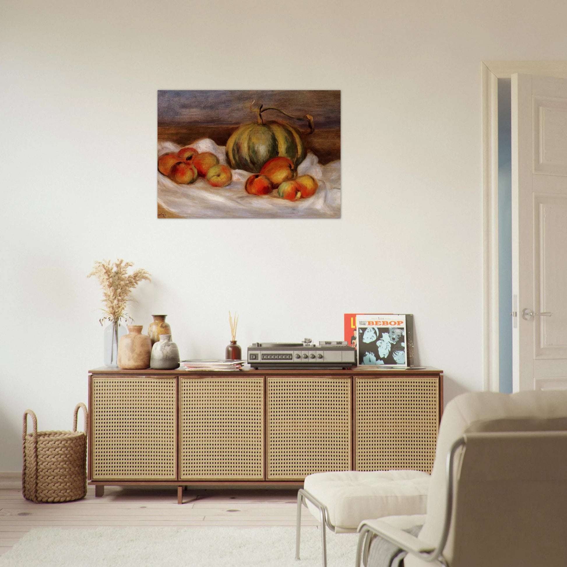 Still Life with Cantalope and Peaches - Pierre-Auguste Renoir Brushed Aluminum Print - 70x100 cm / 28x40 inches | Pierre-Auguste Renoir Aluminum Print | Pierre-Auguste Renoir Prints