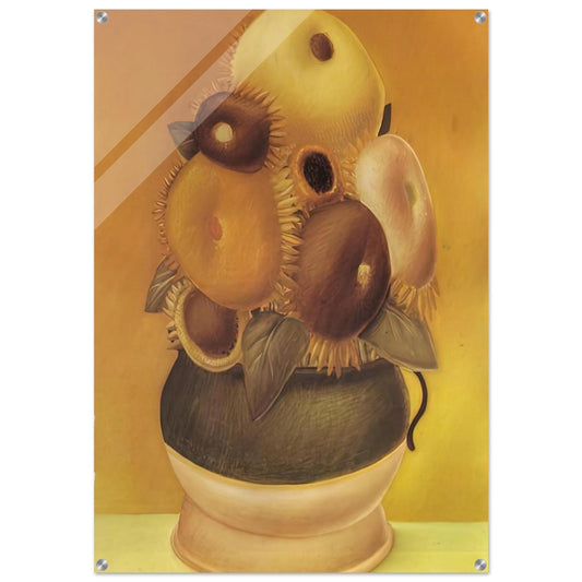 SUNFLOWERS - Fernando Botero Acrylic Print - 70x100 cm / 28x40″ inches