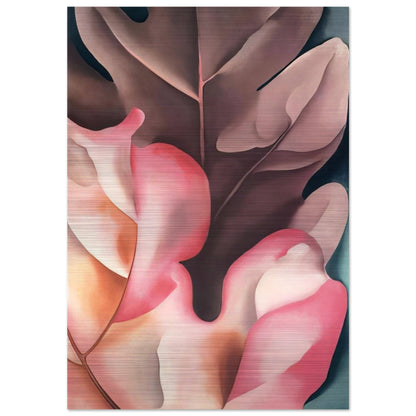 Oak Leaves Pink and Grey - Georgia O'Keeffe Brushed Aluminum Print - 70x100 cm / 28x40 inches | Georgia O'Keeffe Aluminum Print | Georgia O'Keeffe Prints