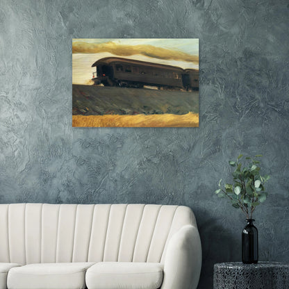 Railroad Train - Edward Hopper Brushed Aluminum Print - 70x100 cm / 28x40 inches | Edward Hopper Aluminum Print | Edward Hopper Prints