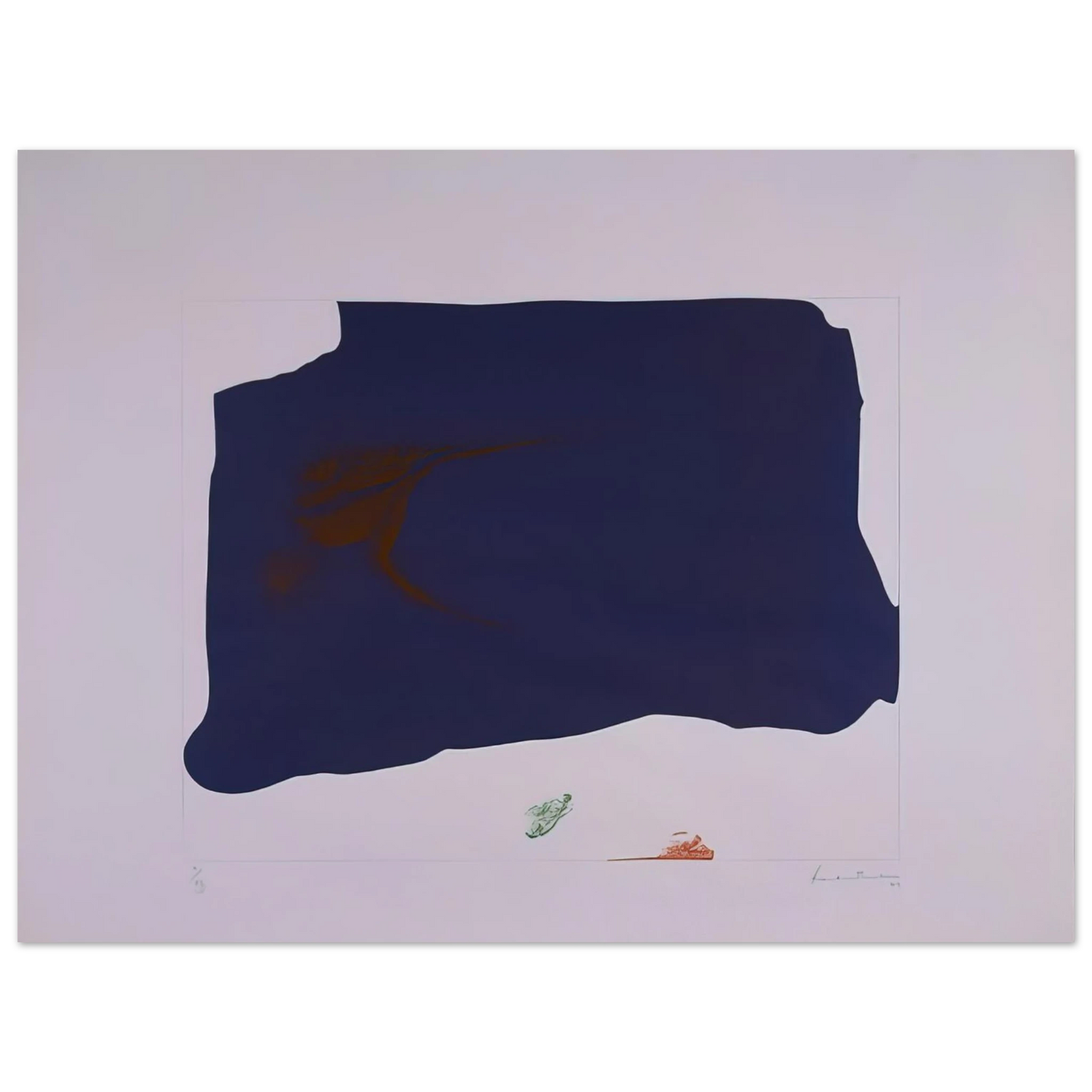 Helen Frankenthaler - Variation II on Mauve Corner - 1969 Wall art - 27x35 cm / 11x14 inches - Premium Wooden Framed Poster With Fine Art Paper-canvas - Black frame