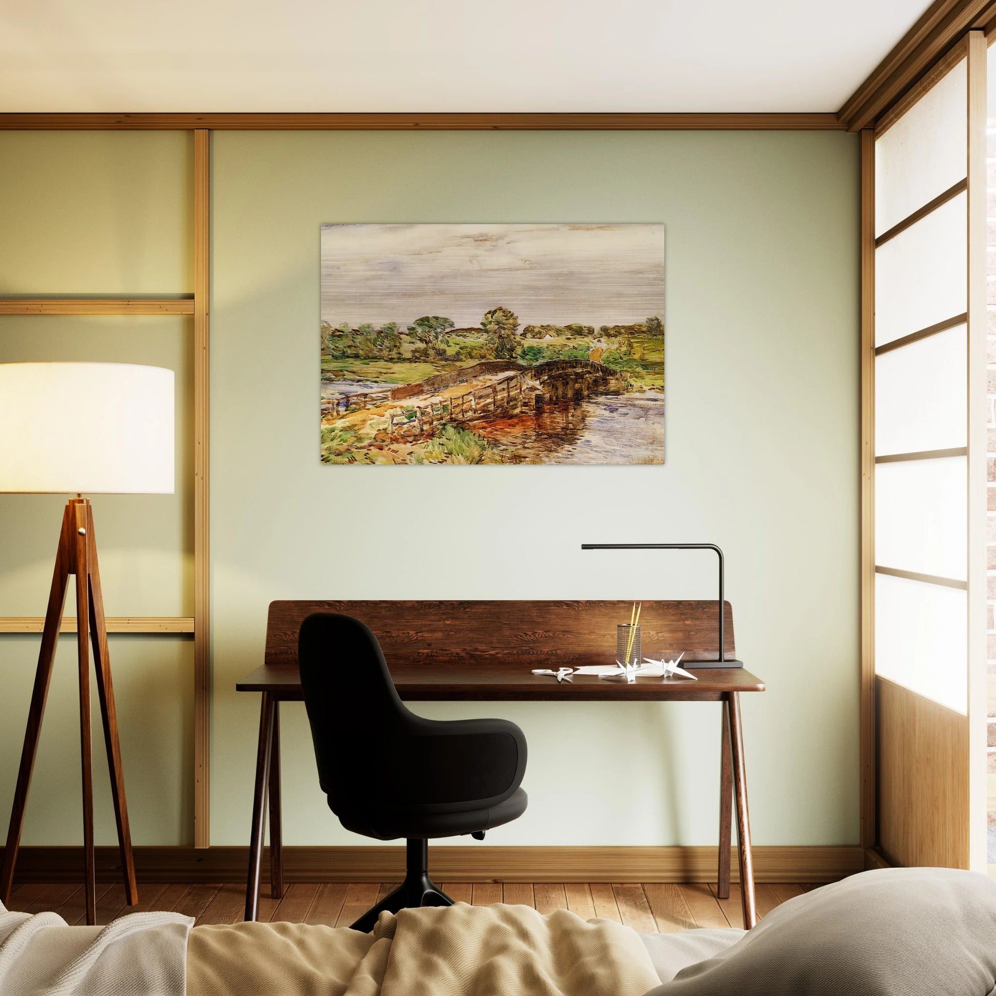 Bridge at Old Lyme 02 - Childe Hassam Brushed Aluminum Print - 70x100 cm / 28x40 inches | Childe Hassam Aluminum Print | Childe Hassam Prints