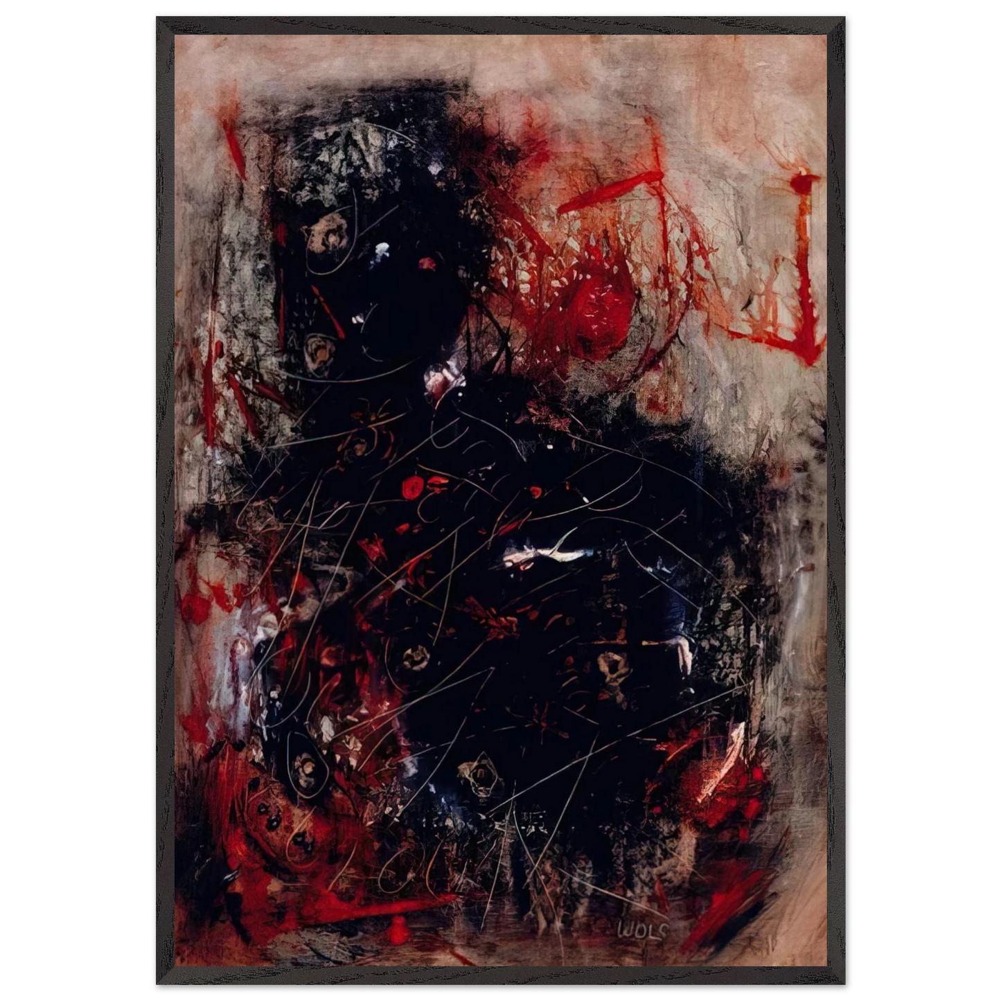 Oui oui oui - 1947 - Wols 70x100 cm / 28x40 inches Framed Art Print – Black Wooden Frame