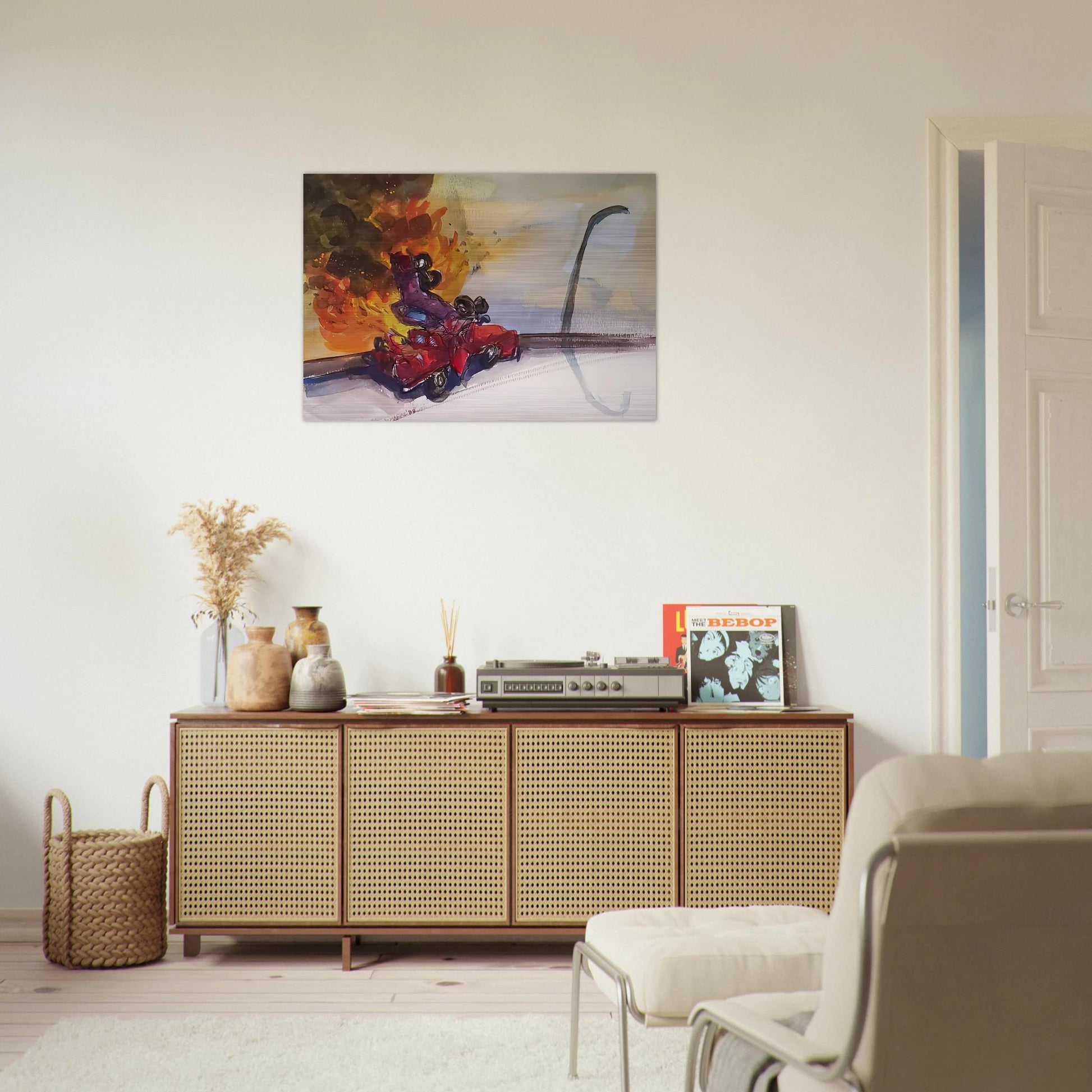 Pile Up Crash - 1984 - Carlos Almaraz Brushed Aluminum Print - 70x100 cm / 28x40 inches | Carlos Almaraz Aluminum Print | Carlos Almaraz Prints
