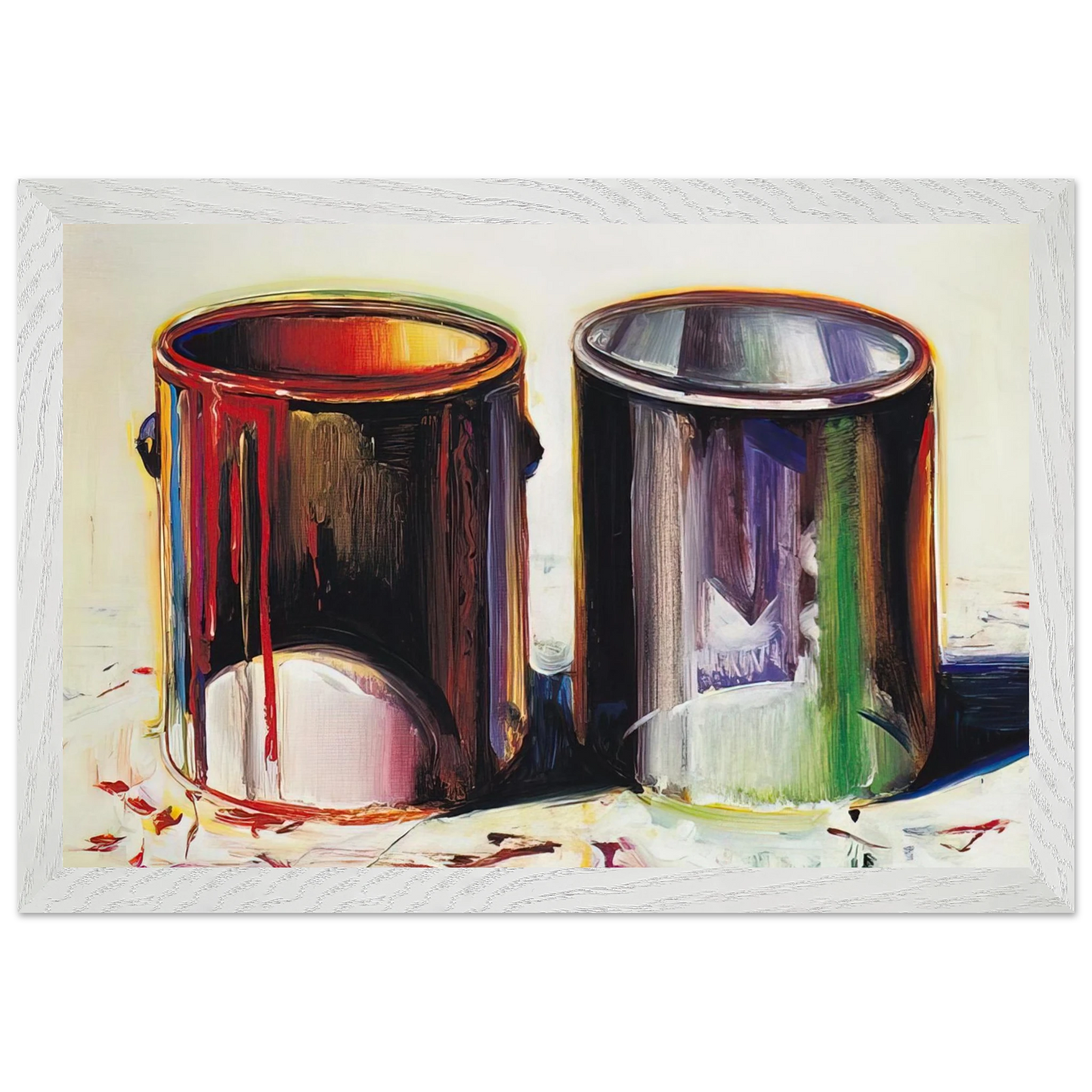 Wayne Thiebaud - Two Paint Cans - 1987 Wall Art - 21x29.7 cm / 8x12" - Premium Wooden Framed Poster With Fine Art Paper - Wood frame