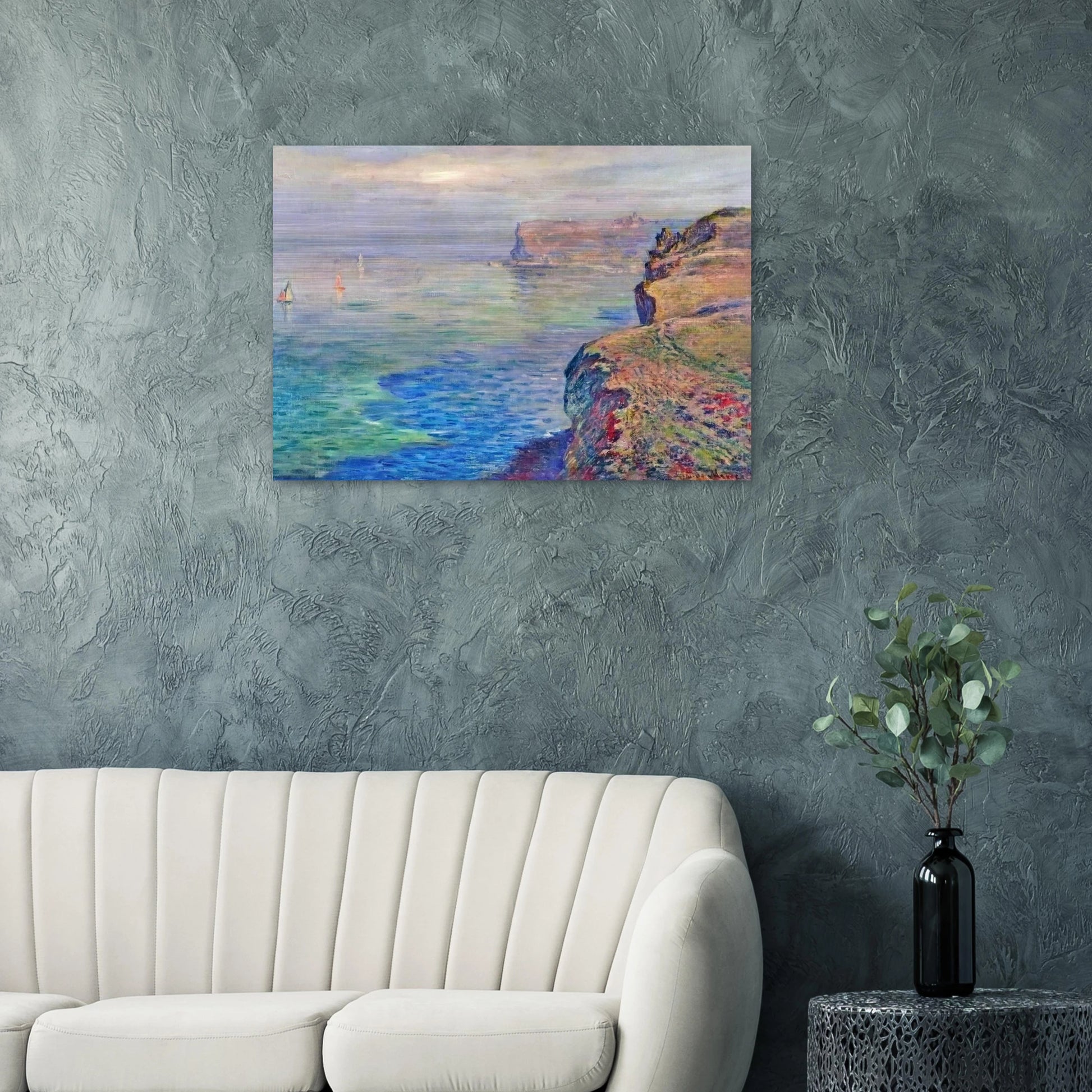 Cliff at Grainval near Fecamp - claude monet Brushed Aluminum Print - 70x100 cm / 28x40 inches | claude monet Aluminum Print | claude monet Prints