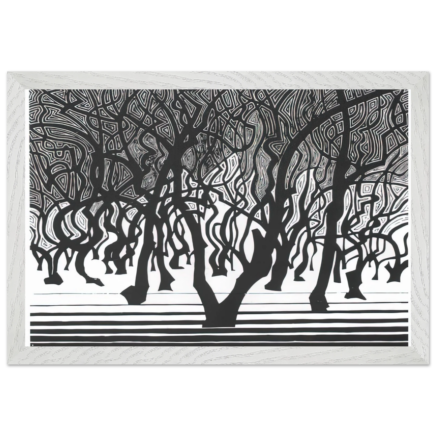 MC Escher - WOODS NEAR MENTON Wall Art - 21x29.7 cm / 8x12" - Premium Wooden Framed Poster With Fine Art Paper-canvas - Wood frame