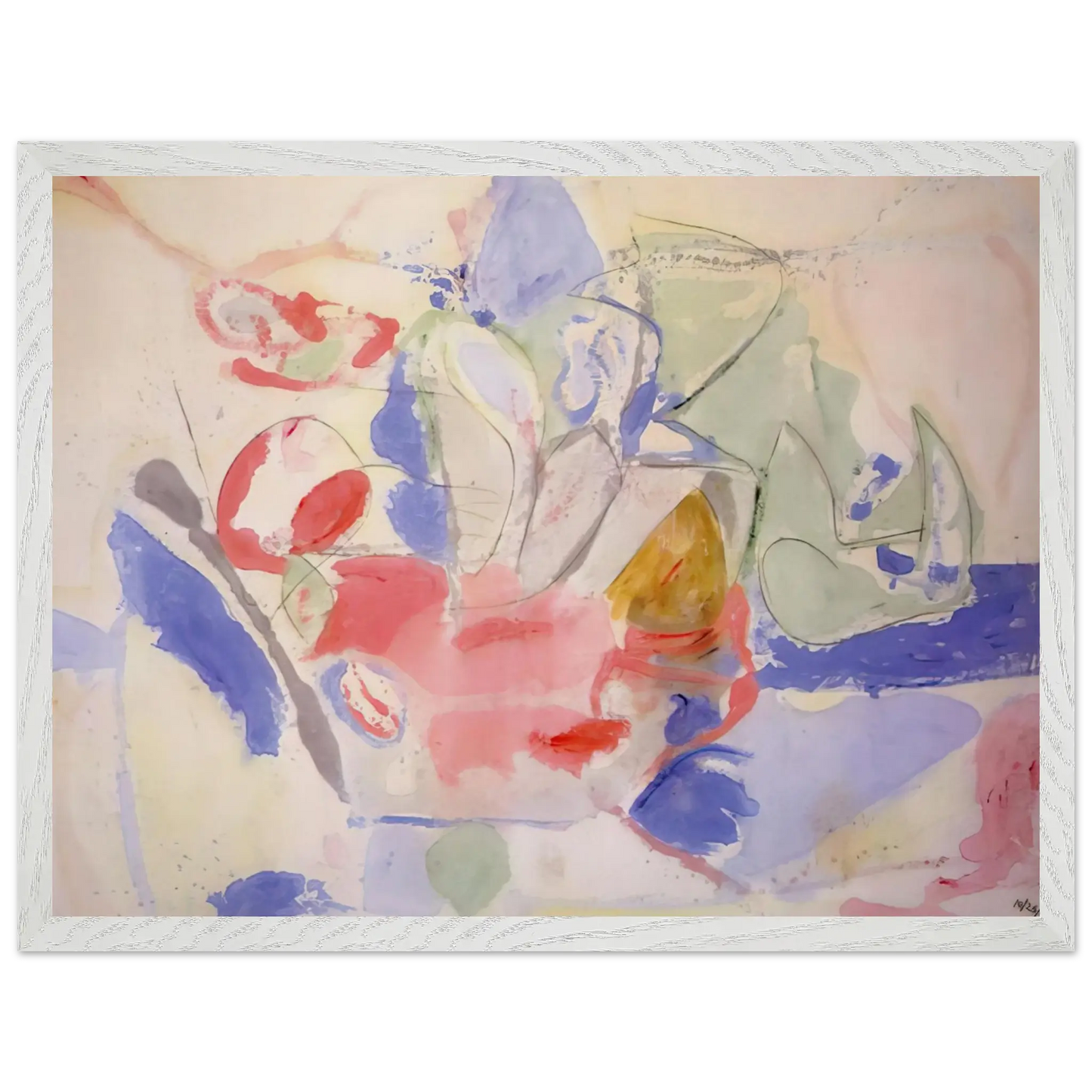 Helen Frankenthaler - Mountains and Sea - 1952 Wall art - 15x20 cm / 6x8 Inches - Premium Wooden Framed Poster With Fine Art Paper - White frame