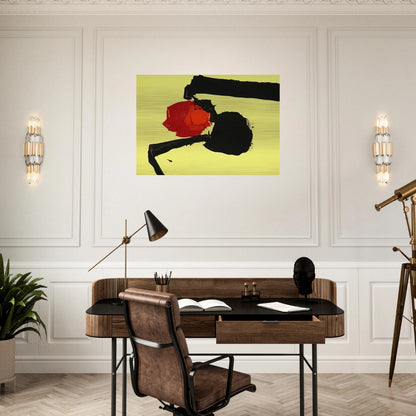 UNTITLED ABSTRACT IN YELLOW BLACK AND RED 1967 - Luis Feito Brushed Aluminum Print - 70x100 cm / 28x40 inches | Luis Feito Aluminum Print | Luis Feito Prints