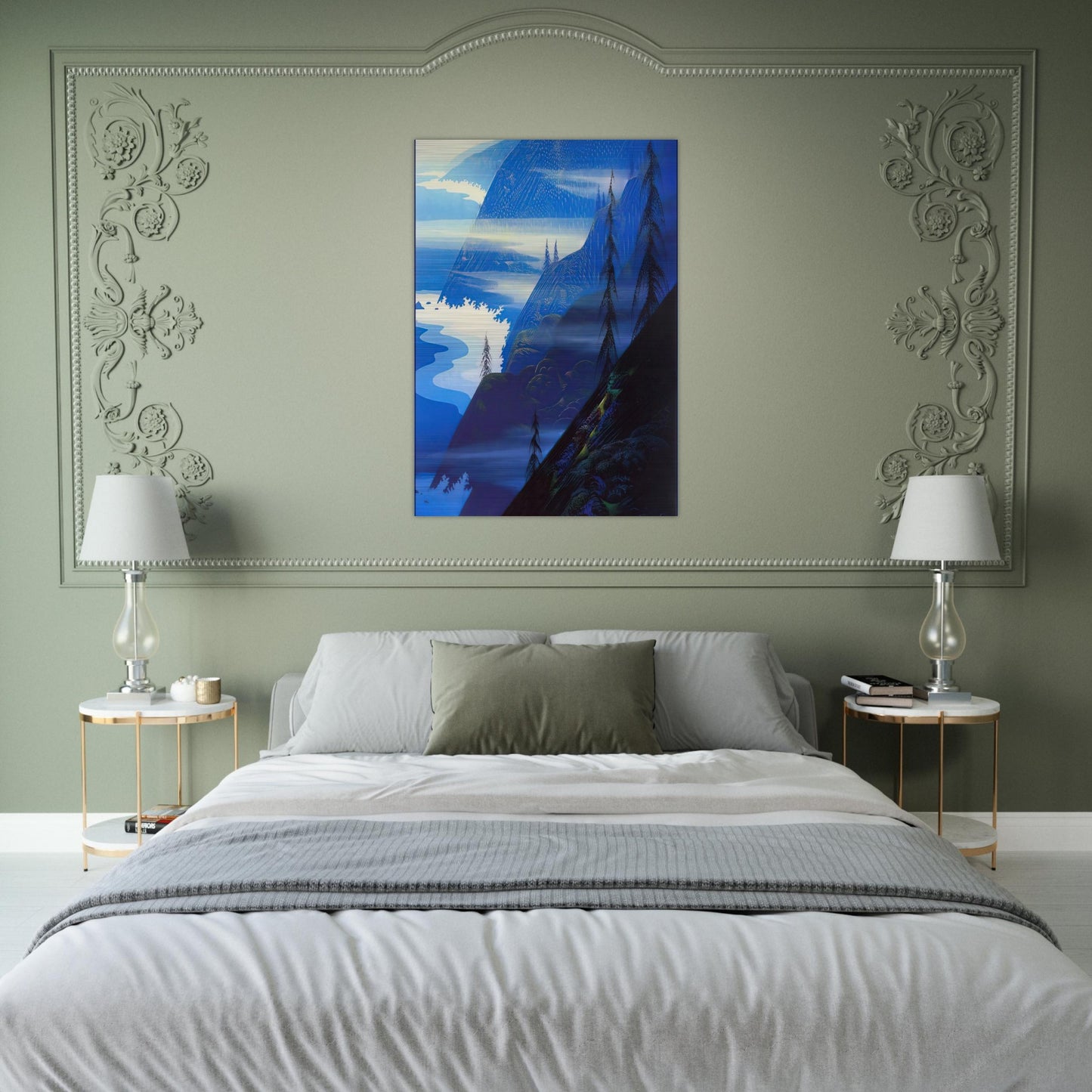 Stardust blue - Eyvind Earle Brushed Aluminum Print - 70x100 cm / 28x40 inches | Eyvind Earle Aluminum Print | Eyvind Earle Prints