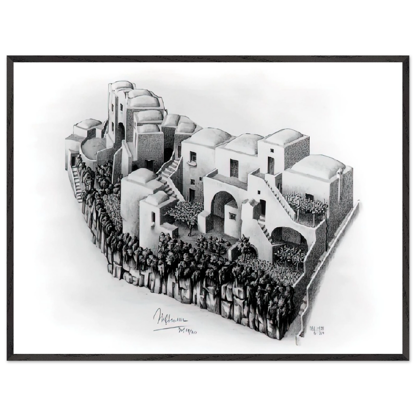 MC Escher - ESCHER (24) Wall Art - 30x40 cm / 12x16 inches - Premium Wooden Framed Poster With Fine Art Paper-canvas - White frame