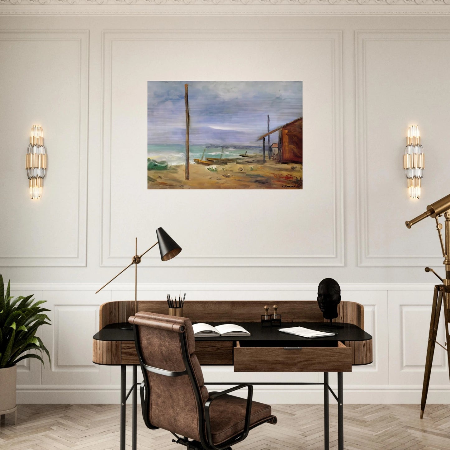 PIOGGIA AL MARE 1929 - Carlo Carra Brushed Aluminum Print - 70x100 cm / 28x40 inches | Carlo Carra Aluminum Print | Carlo Carra Prints
