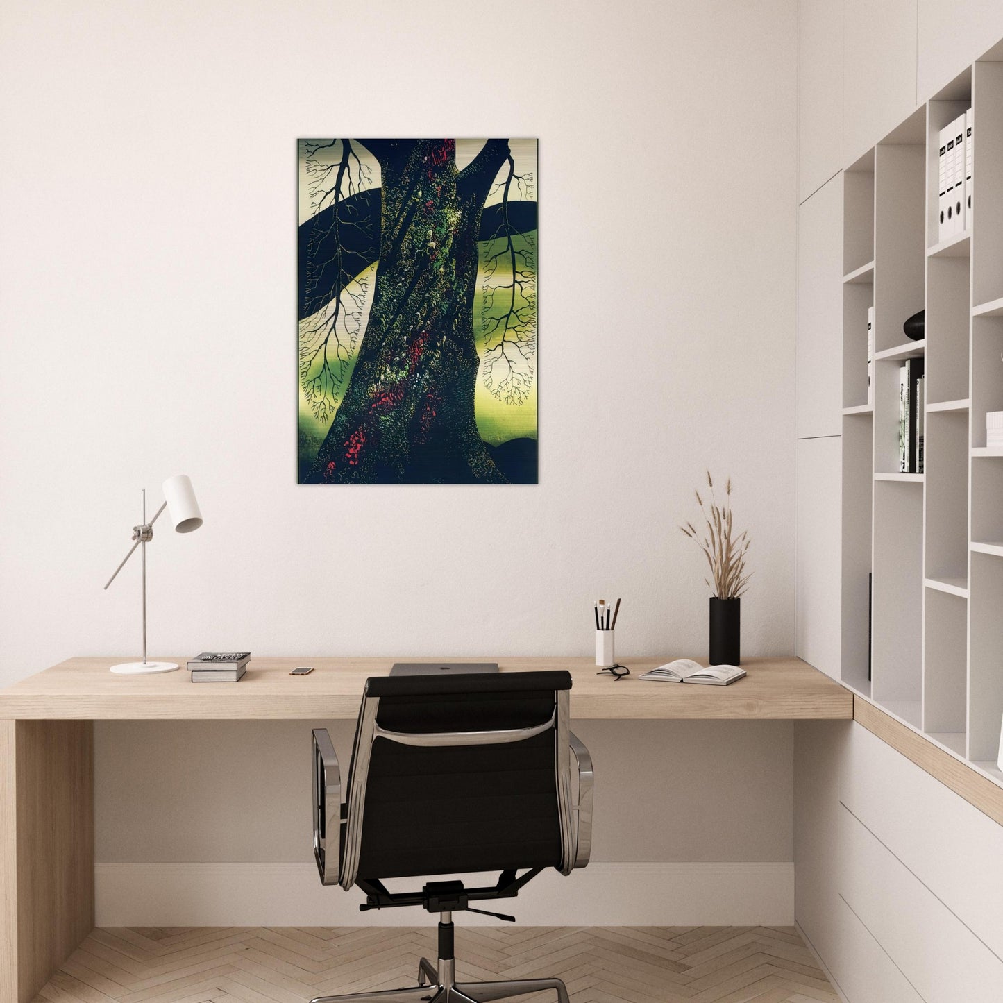 Oak Tree - Eyvind Earle Brushed Aluminum Print - 70x100 cm / 28x40 inches | Eyvind Earle Aluminum Print | Eyvind Earle Prints