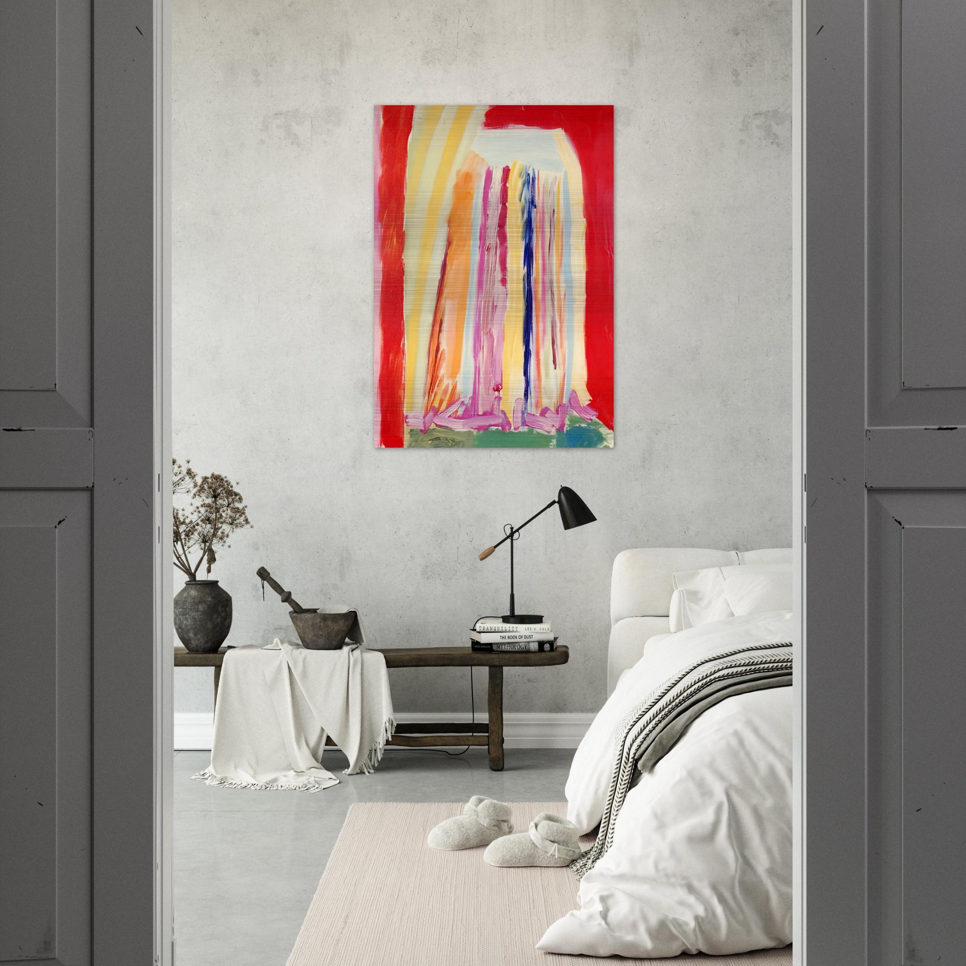 Red Night - 1973 - Ronnie Landfield Brushed Aluminum Print - 70x100 cm / 28x40 inches | Ronnie Landfield Aluminum Print | Ronnie Landfield Prints