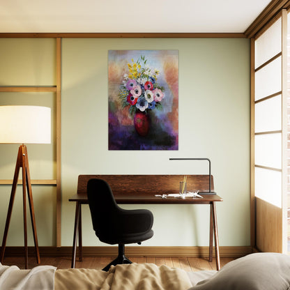 ANEMONES - Odilon Redon Brushed Aluminum Print - 70x100 cm / 28x40 inches | Odilon Redon Aluminum Print | Odilon Redon Prints