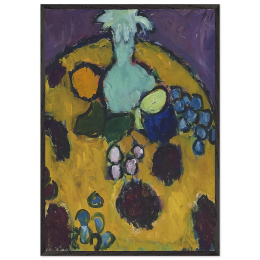STILLEBEN MIT GESTICKTER DECKE 1910 - Alexej von Jawlensky 70x100 cm / 28x40 inches Framed Art Print – Black Wooden Frame