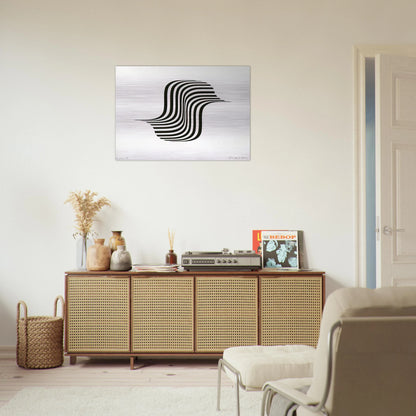 UNTITLED WINGED CURVE 1966 - Bridget Riley Brushed Aluminum Print - 70x100 cm / 28x40 inches | Bridget Riley Aluminum Print | Bridget Riley Prints