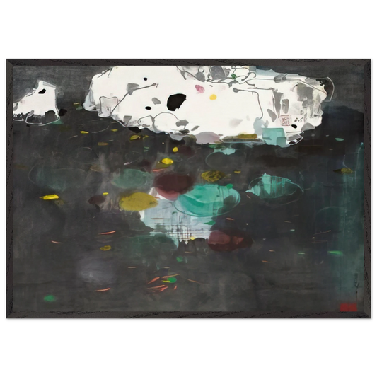 Fishes - 1986 - Wu Guanzhong 70x100 cm / 28x40 inches Framed Art Print – Black Wooden Frame