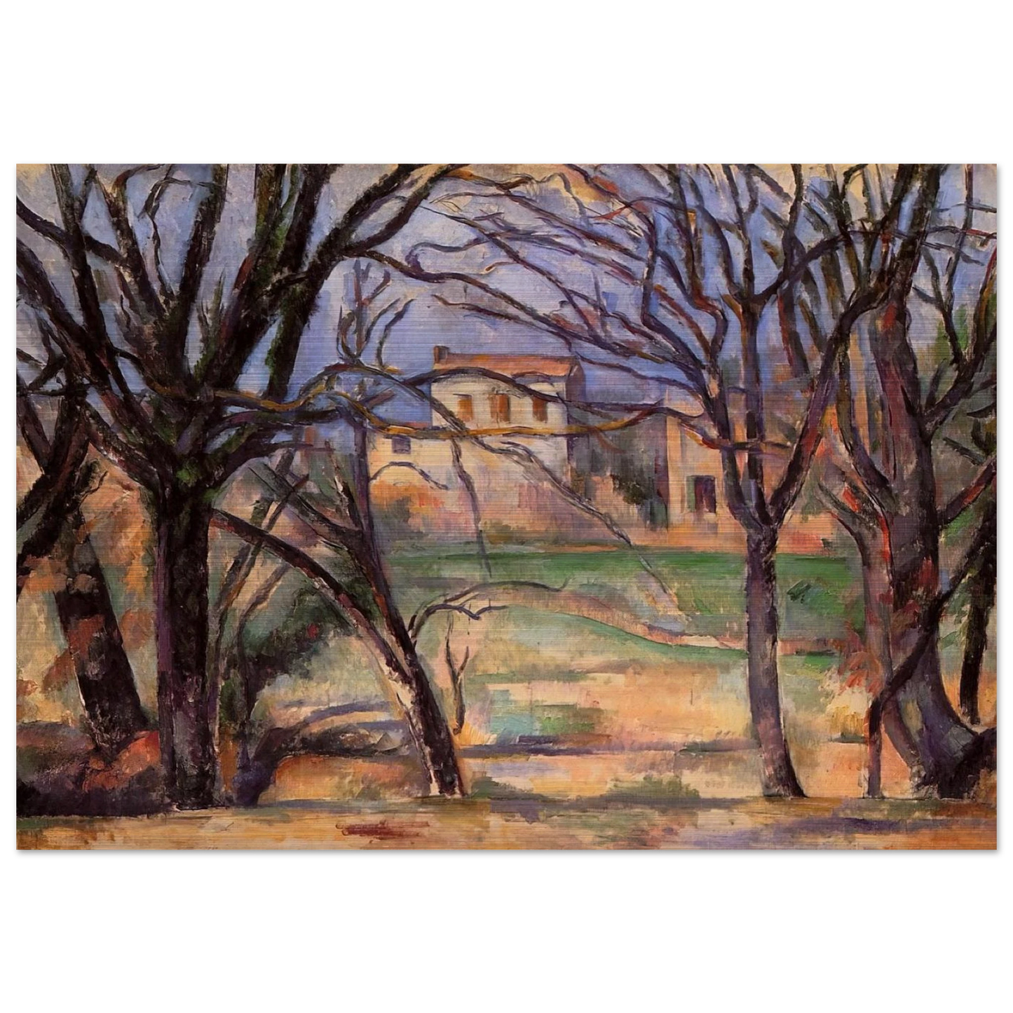Trees and houses - Paul Cézanne Brushed Aluminum Print - 70x100 cm / 28x40 inches | Paul Cézanne Aluminum Print | Paul Cézanne Prints