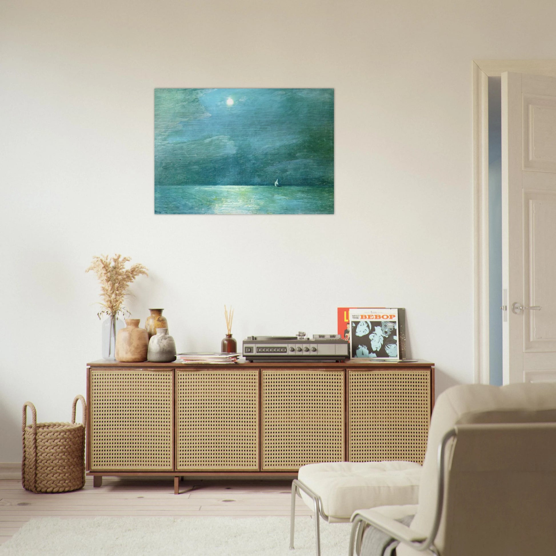 Moonlight on the Sound - Childe Hassam Brushed Aluminum Print - 70x100 cm / 28x40 inches | Childe Hassam Aluminum Print | Childe Hassam Prints