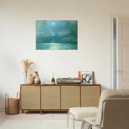 Moonlight on the Sound - Childe Hassam Brushed Aluminum Print - 70x100 cm / 28x40 inches | Childe Hassam Aluminum Print | Childe Hassam Prints