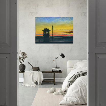 Railroad Sunset - Edward Hopper Brushed Aluminum Print - 70x100 cm / 28x40 inches | Edward Hopper Aluminum Print | Edward Hopper Prints