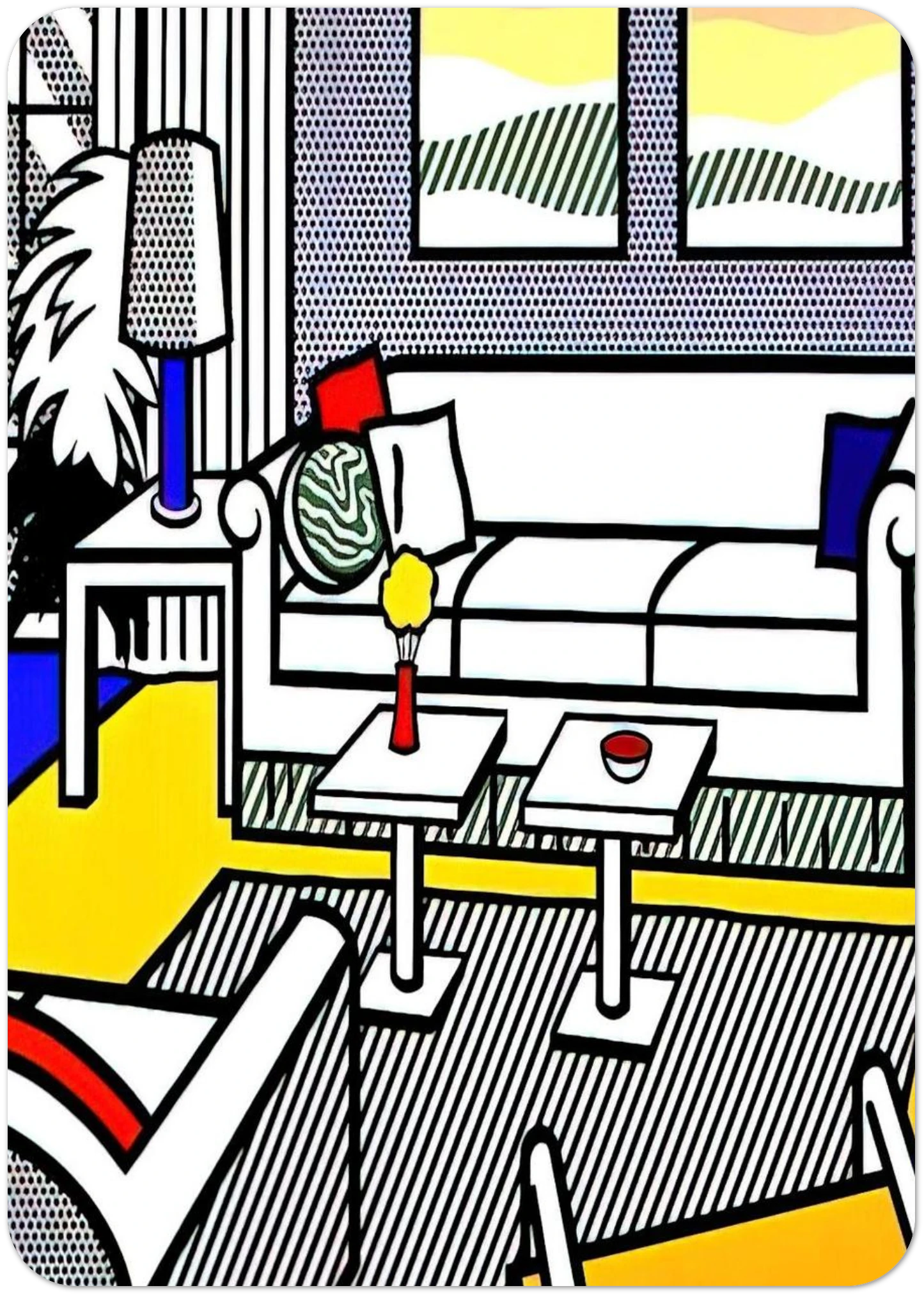 INTERIOR WITH RESTFUL PAINTINGS 1991 By Roy Lichtenstein Pack of 10 Post Cards | Roy Lichtenstein Post Cards | A6 (10.5 x 14.8 cm) - 4.1 x 5.8 inches