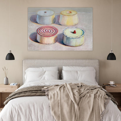 Four Cakes - 1996 - Wayne Thiebaud Art Prints - 100x150 cm / 40x60″ inches | Wayne Thiebaud Poster | Wayne Thiebaud Prints