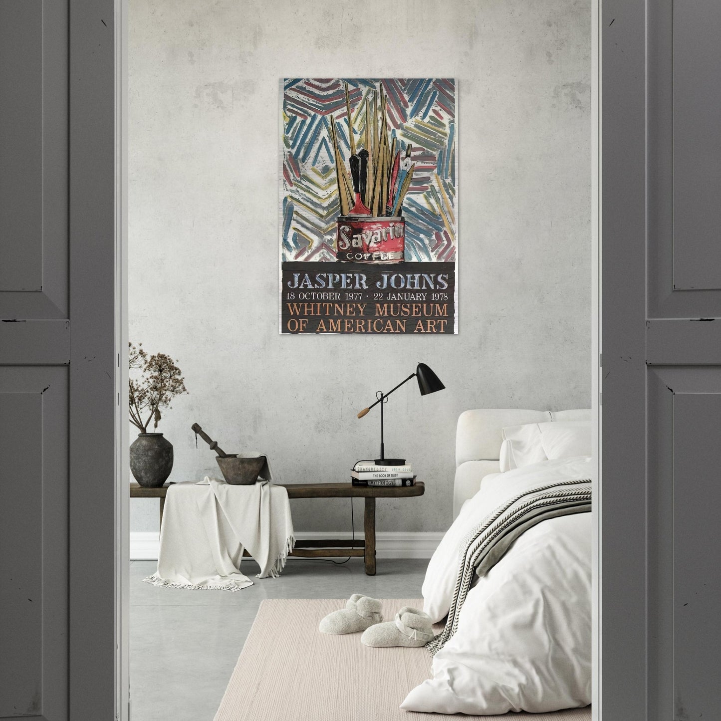 SAVARIN WHITNEY MUSEUM POSTER - Jasper Johns Brushed Aluminum Print - 70x100 cm / 28x40 inches | Jasper Johns Aluminum Print | Jasper Johns Prints